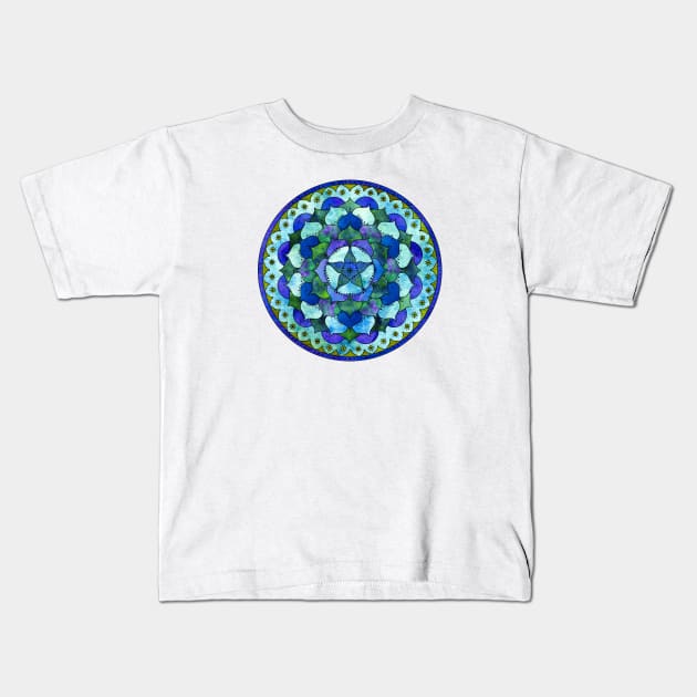 Star Mandala Ocean Kids T-Shirt by Tiger Torre